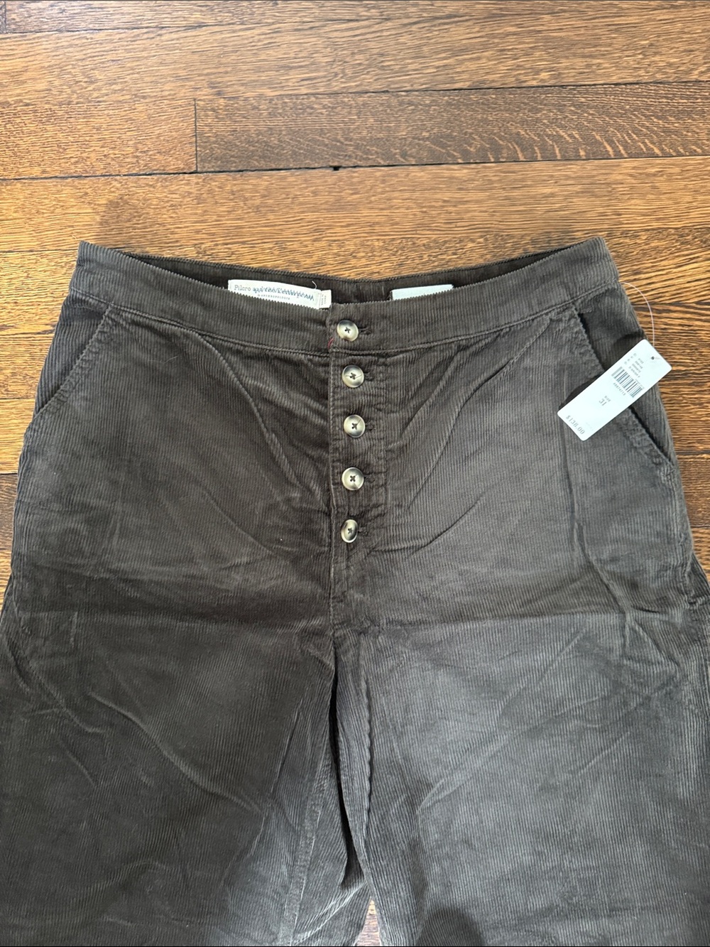 Anthropologie Pilcro Wide leg Corduroy Pants, NWT, 31, Dark Green/Gray - Picture 2 of 5